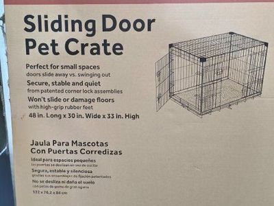 NEW - Lucky Dog Double-Door Dog Crate with Sliding Doors, 48" L X 30" W X 33" H. (5 Available)