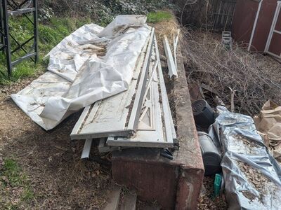 Used Garage door 7 x 16, w rails & spring