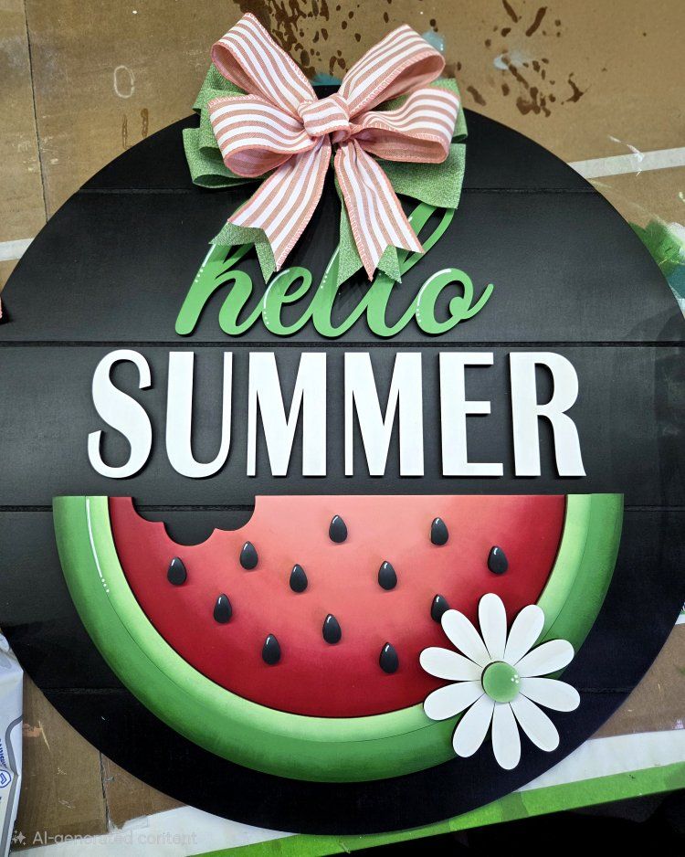 18" Hello Summer Watermelon Doorhanger