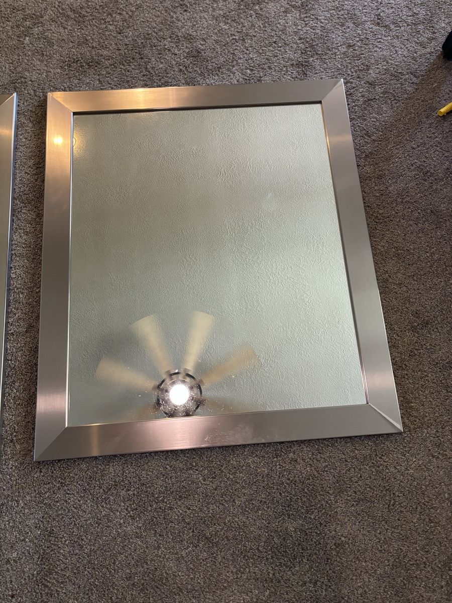 2 Modern Brushed Nickel Framed Mirrors – 42” x 36” – $25 Each or $40 for Both