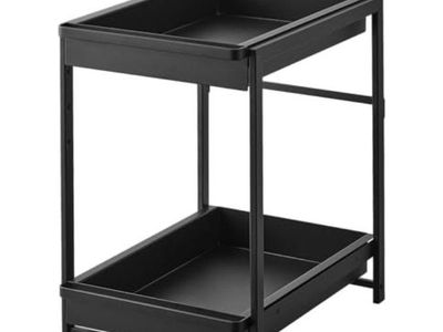 Under-Sink Rack with Pull-Out Shelf, Black