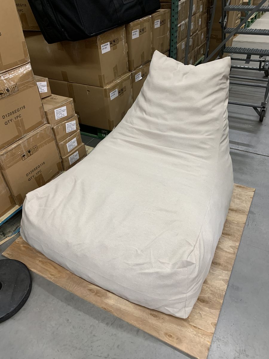 CHRISTOPHER KNIGHT HOME Morlen Modern Beige Olefin Fabric Plastic Patio Bean Bag Outdoor Lounge Chair with Side Pocket