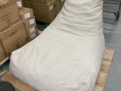 CHRISTOPHER KNIGHT HOME Morlen Modern Beige Olefin Fabric Plastic Patio Bean Bag Outdoor Lounge Chair with Side Pocket