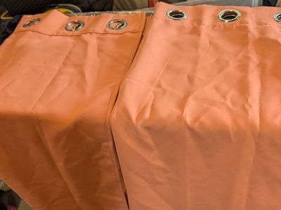 Coral color double panel black out curtains