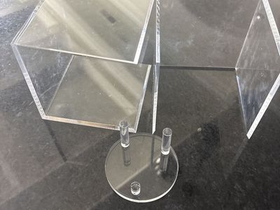 Clear Acrylic Display Stands - Set of 3 Risers and Pedestal for Retail or Collectibles