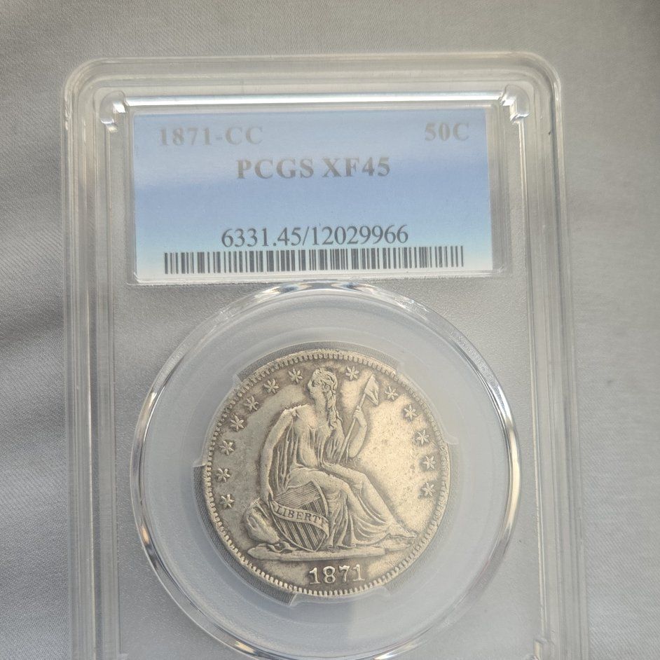 1871-CC PCGS XF45 Seated Liberty Half Dollar Coin