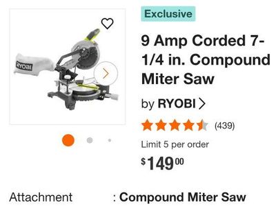 RYOBI 9 Amp Corded 7-1/4 in. Compound Miter Saw - Excellent Condition