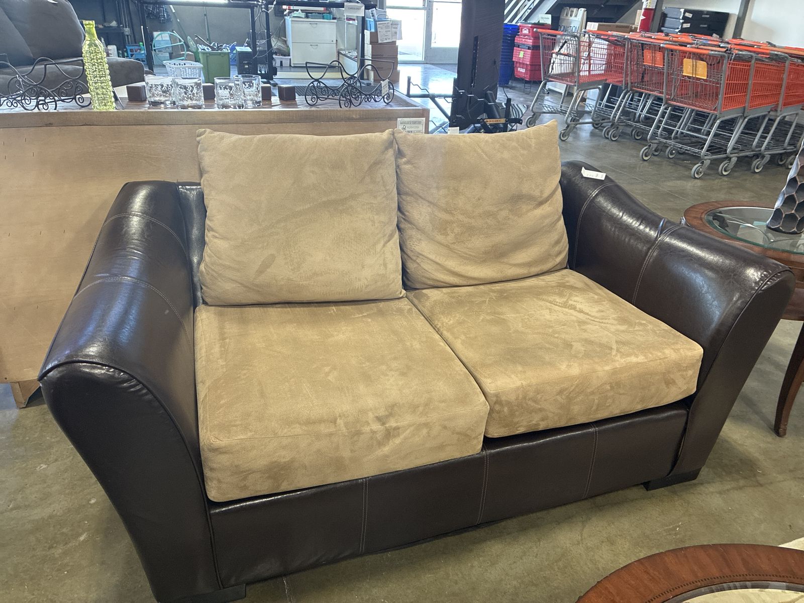 Microfiber And Leather Loveseat