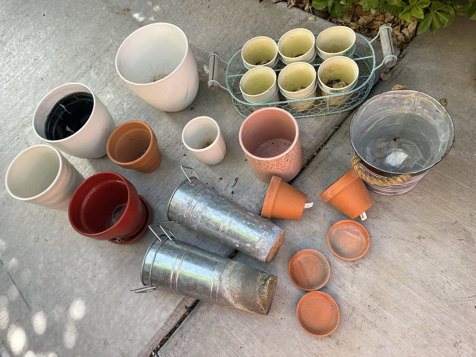 Set of miscellaneous pots and planters all for $35