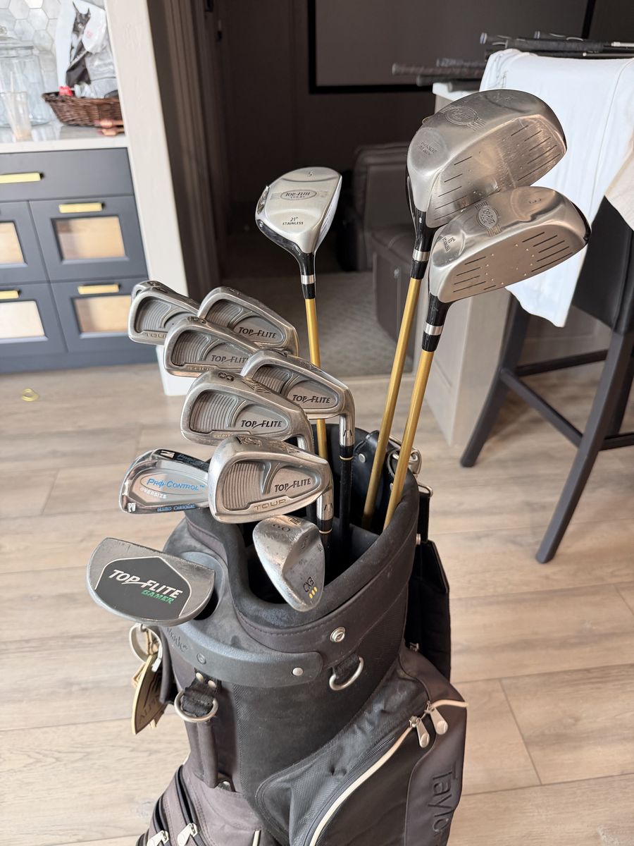 Top-Flite Complete Golf Club Set with Bag - Stainless Steel, Titanium Drivers, Full Set