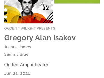 Gregory Alan Isakov Concert Ticket - Ogden Twilight - Single Ticket