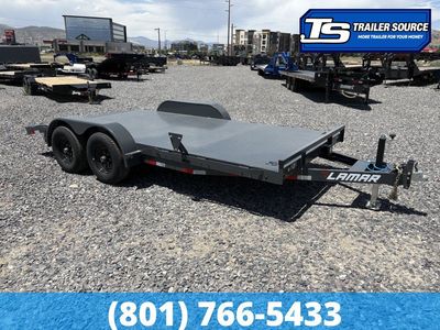 7x16 Lamar CC Flatbed Car Hauler Trailer - 10K GVWR - D-Rings, Full Steel Floor