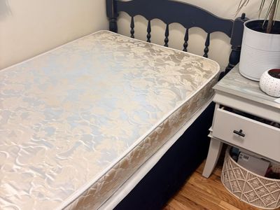 2 Twin Bed Frames plus 1 Twin Mattress & Box Spring