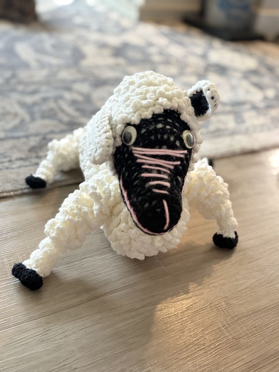 Handmade Crocheted Sheep Plush Toy - White & Black Farm Animal Decor