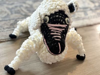 Handmade Crocheted Sheep Plush Toy - White & Black Farm Animal Decor