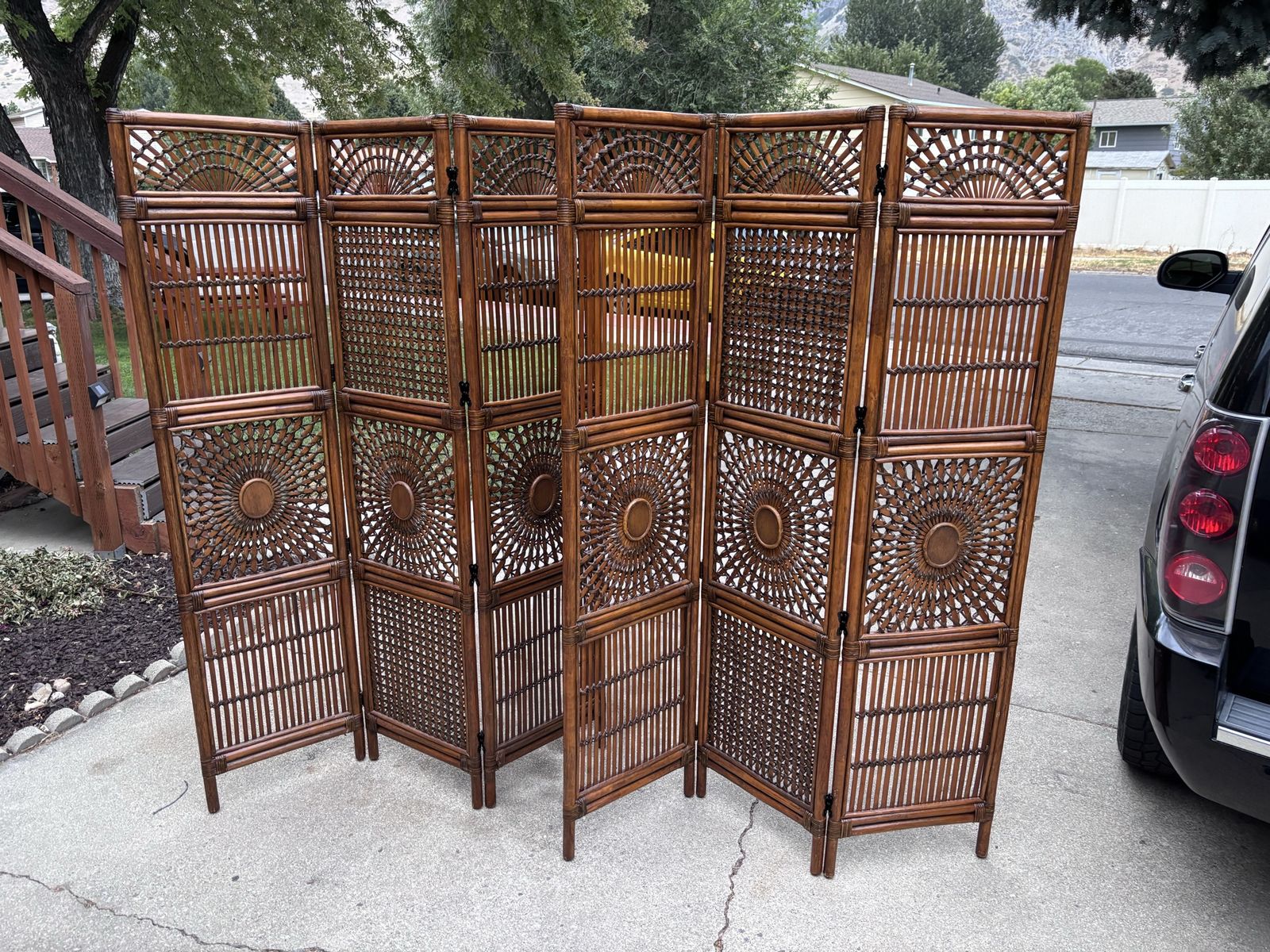 PAIR of Pier 1 Bamboo 3 Panel screen Room Dividers NICE LOOKING, HARD TO FIND