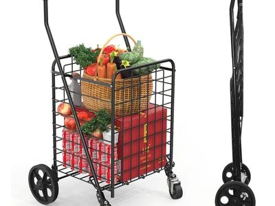 New Assembled Kiffler Grocery Shopping Cart with 360° Rolling Swivel Wheels Utility Cart