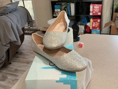 Women’s silver shimmer flats