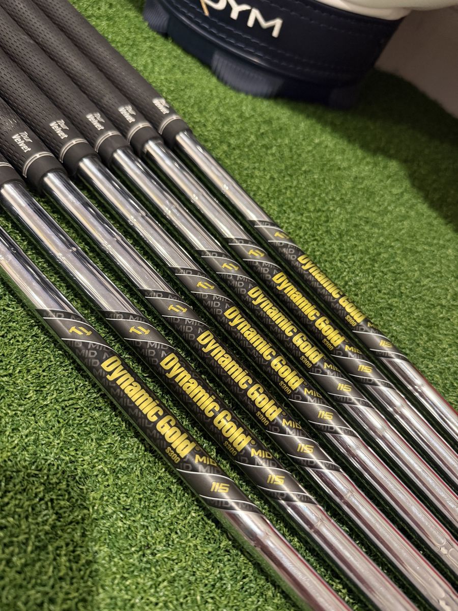 Dynamic Gold Mid 115 S300 Stiff Iron Shaft Set 4-PW 0.355T - Tour Velvet +4 Grips