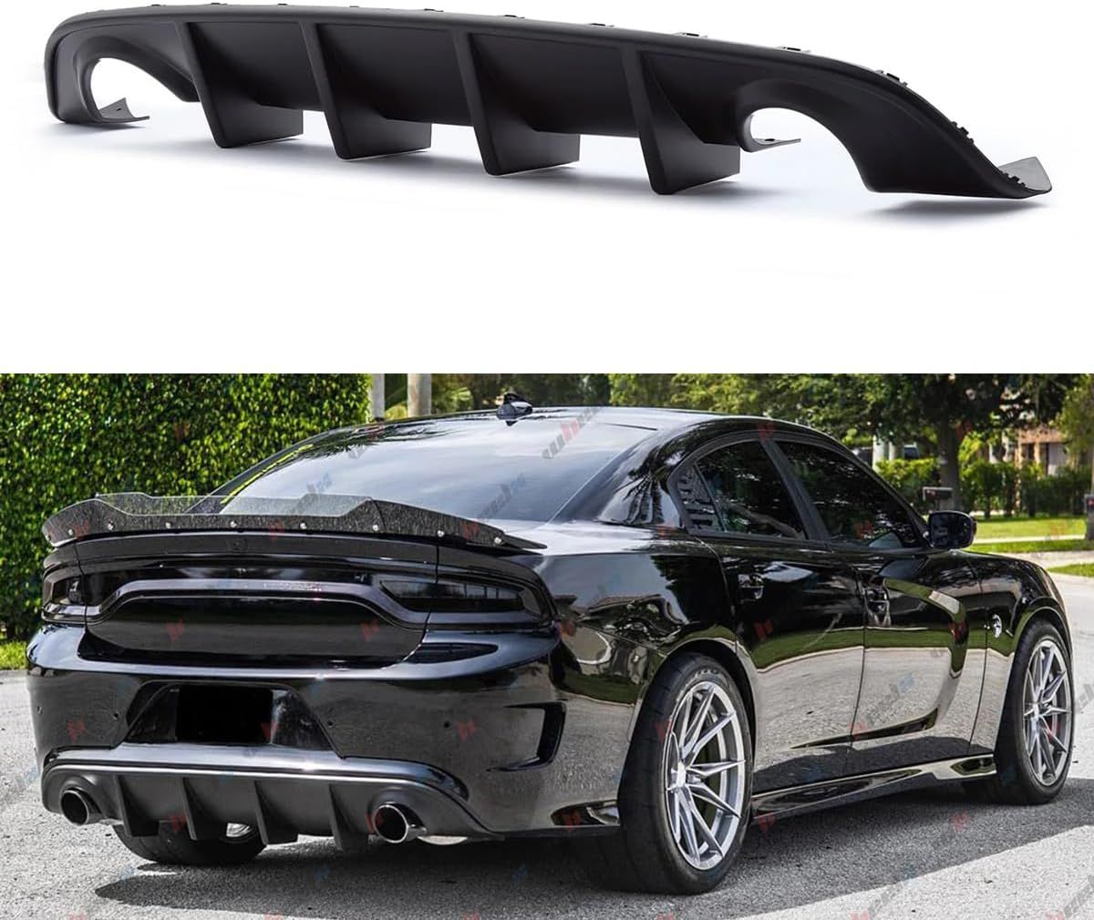 2015-2023 Dodge Charger Matte Black Rear Bumper Lip Splitter