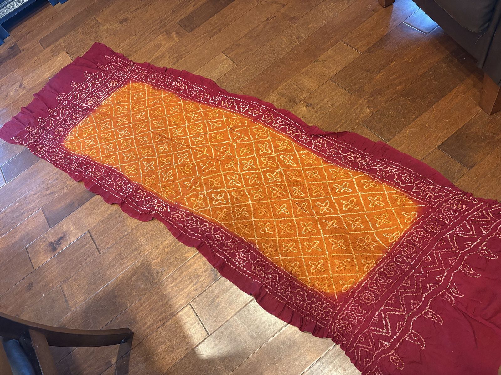 Vibrant Orange & Deep Red Scarf or Textile
