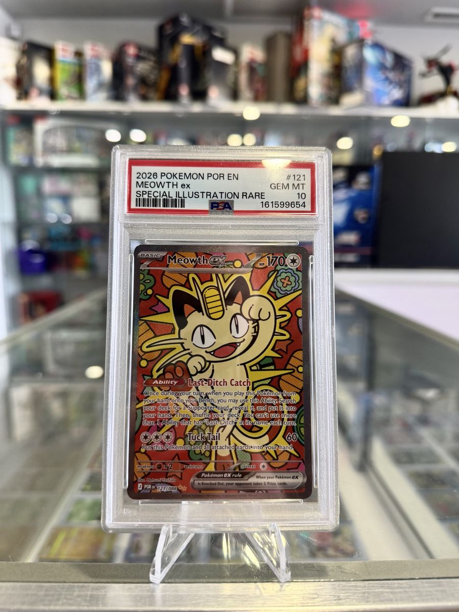 2026 Pokemon Mega Evolution Perfect Order SIR Meowth ex #121 PSA 10 GEM MINT