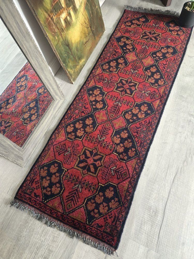 Gorgeous Vintage Handknotted Afghan Rug