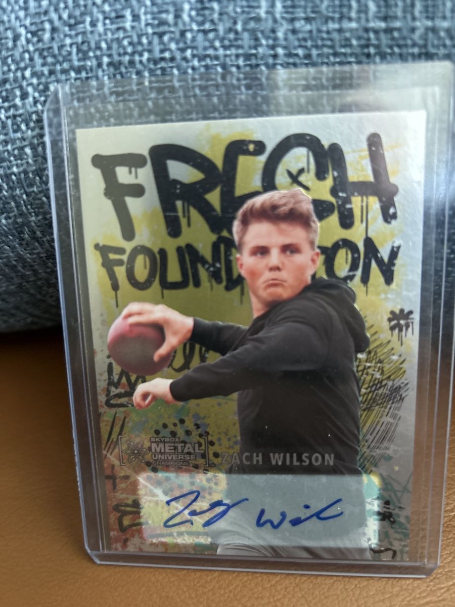 2021 BYU RC Skybox Metal Universe Zach Wilson Fresh Foundations Certified Autograph Rookie Football Card 44/50 Foil Stamp