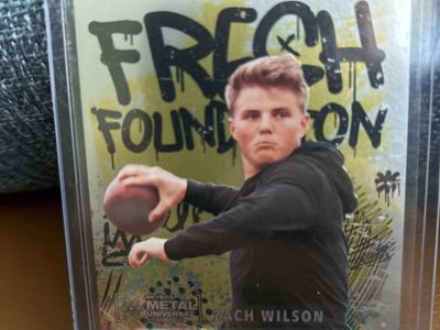 2021 BYU RC Skybox Metal Universe Zach Wilson Fresh Foundations Certified Autograph Rookie Football Card 44/50 Foil Stamp