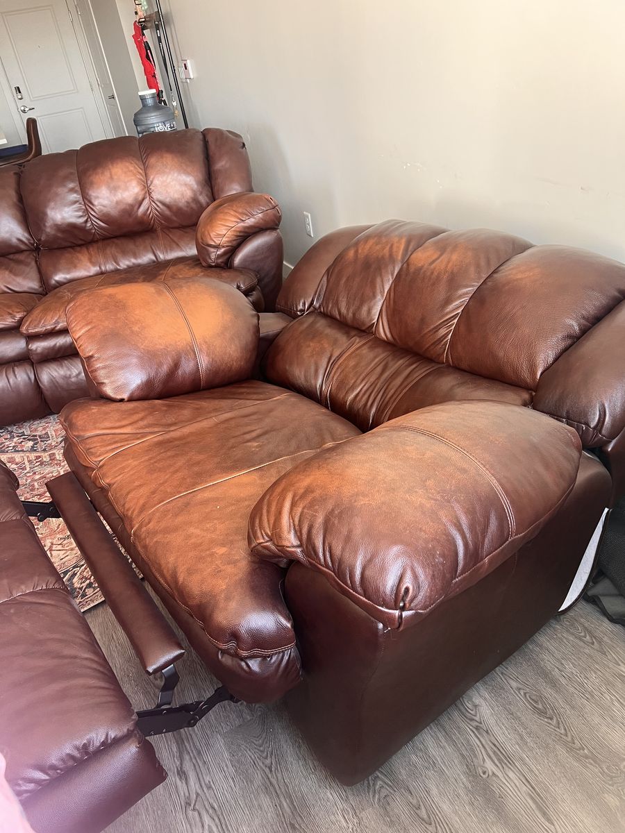 Comfy Leather Couch + Recliner – Need Gone ASAP
