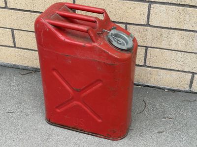 Vintage Military Style Red Jerry Metal 5 gallon Gas Can Fuel Jerry Can US Embossed, military , Jeep, USMC
