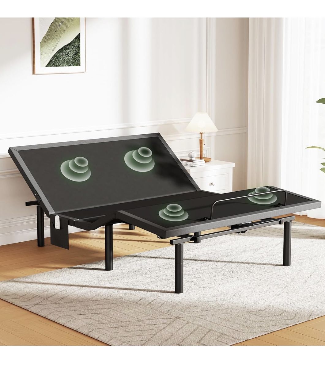 Marsail Queen Adjustable Bed Base with Massage, 4 Ports USB A&C Bed Frame I’m