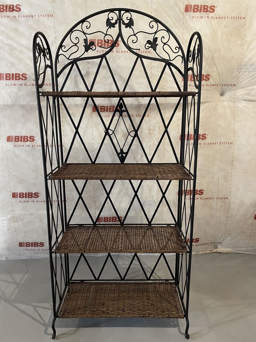Wicker and Metal Etegere, Shelves, Bookcase