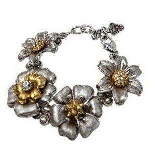 Brighton Lux Garden Silver And Gold Plated Flower Mixed Metal Bracelet