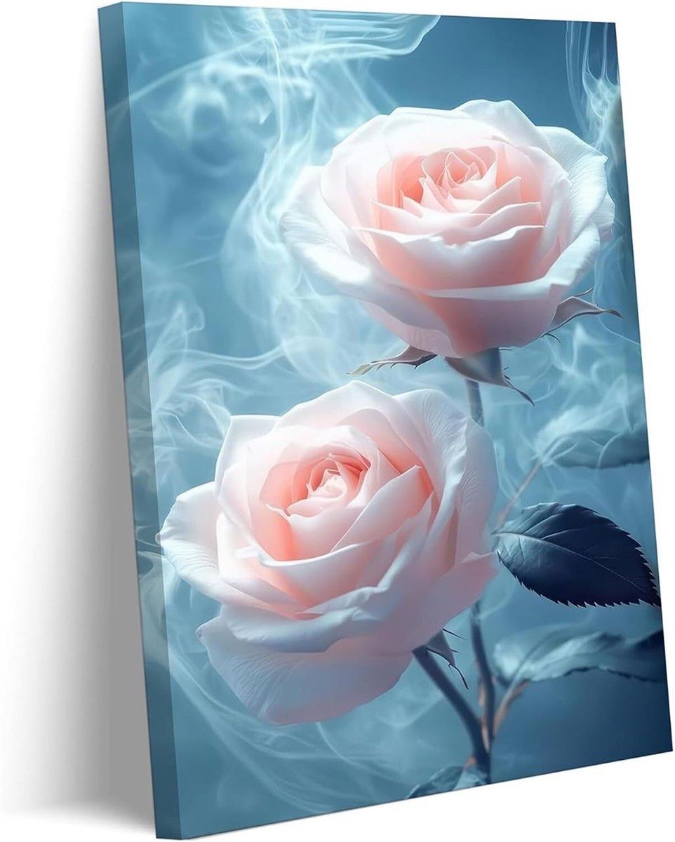 Pink Rose Canvas Wall Art Abstract Rose Decor