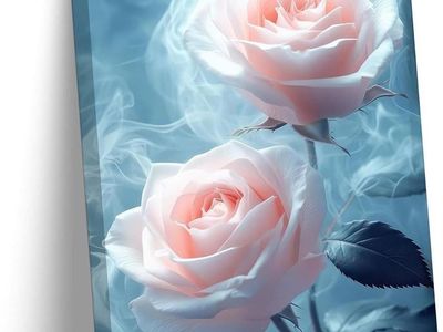 Pink Rose Canvas Wall Art Abstract Rose Decor