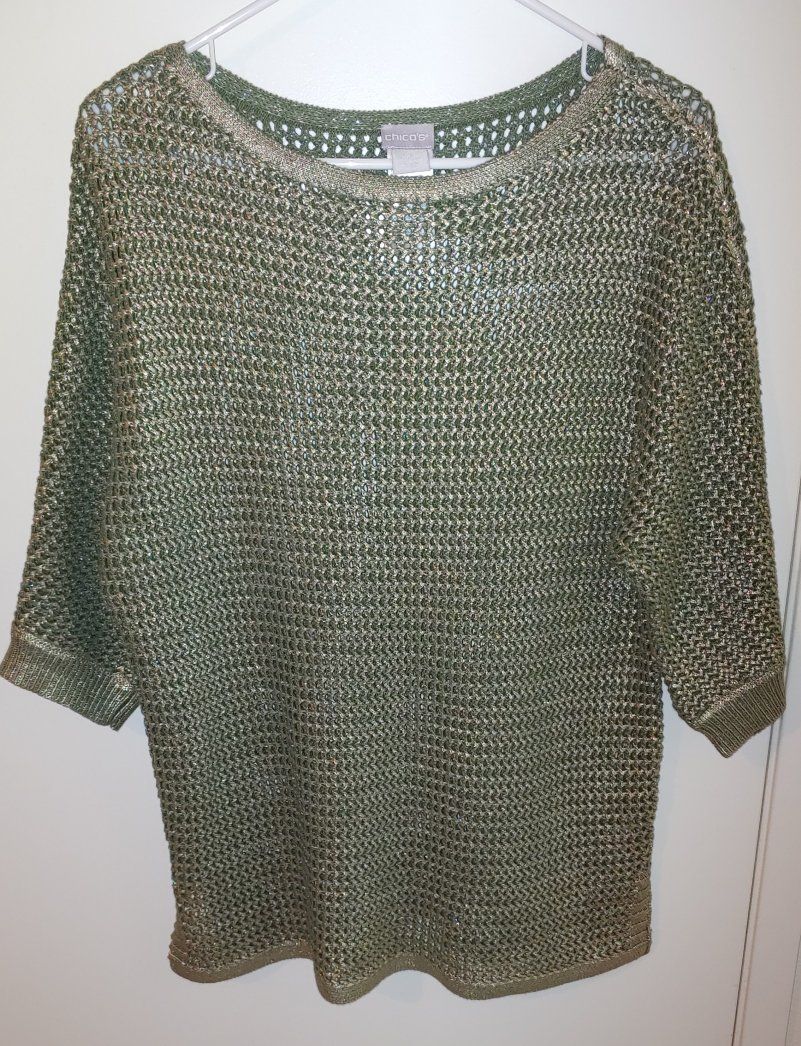 LNC Chico's Dolman Open Weave Top Size 1 Medium