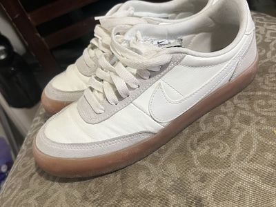 Nike White and Grey Low Top Sneakers with Gum Sole Womens