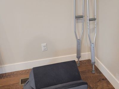 Crutches and Leg Elevation Pillow Set - Adjustable Crutches with Comfortable Hand Grips & Pads