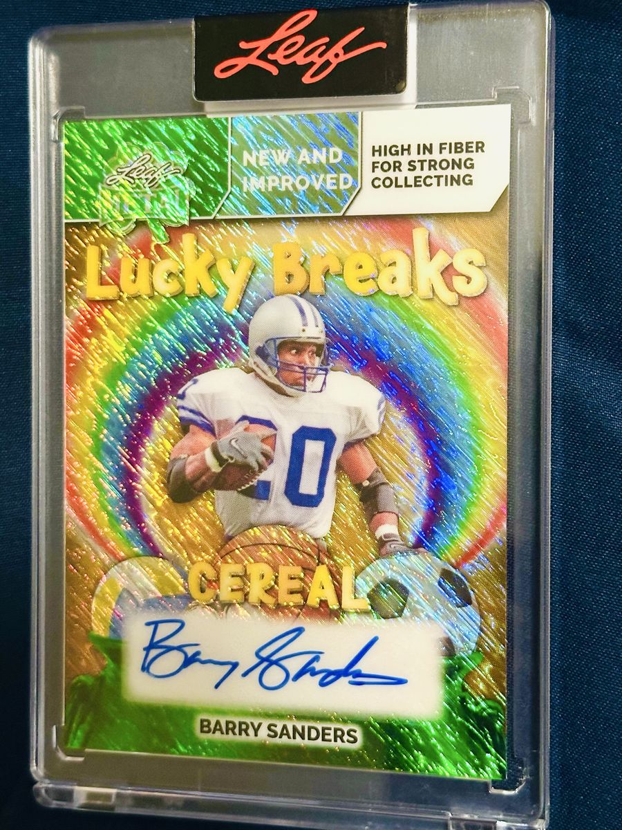 Barry Sanders Leaf Metal Cereal Lucky Breaks Autograph 1/1 Card. Mint condition!  Factory sealed!