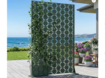 New Deep Green Galvanized Steel Landscape Privacy Screen,