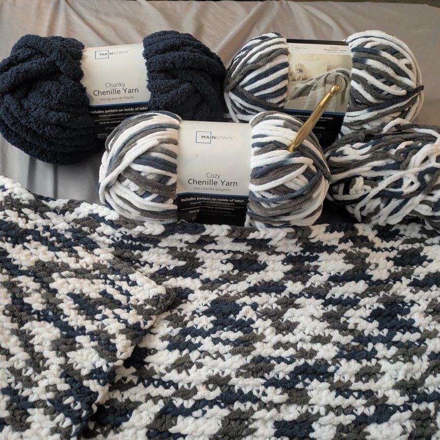 3 1/2 chenille yarn skeins plus