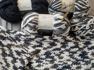 3 1/2 chenille yarn skeins plus