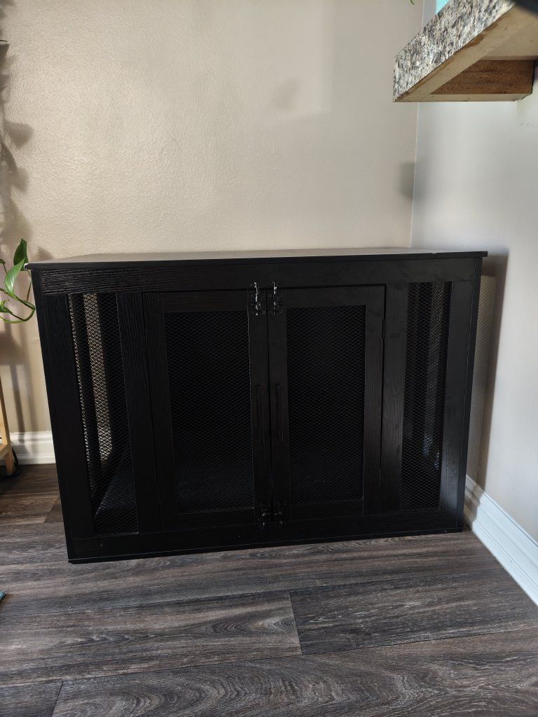 Large black furniture dog crate $75 OBO