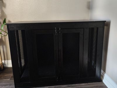 Large black furniture dog crate $75 OBO