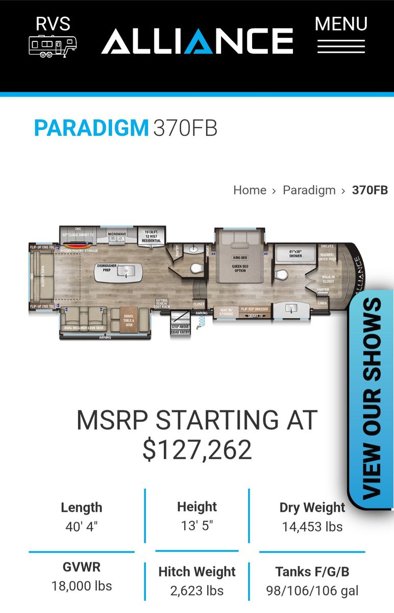 2022 Alliance Paradigm 370FB