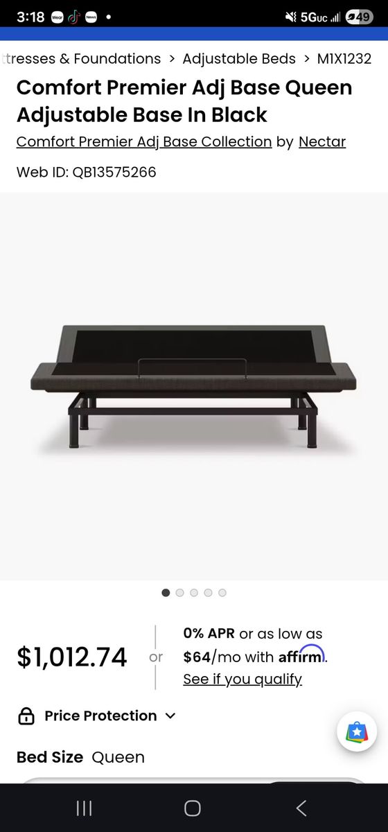 Nectar Comfort Premier Adjustable Bed Base, Queen Size, Black - Adjustable Height
