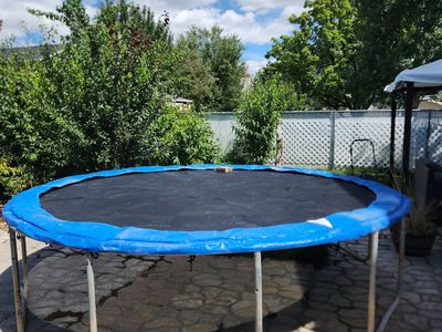 12 ft Round Outdoor Trampoline, Blue Safety Pad