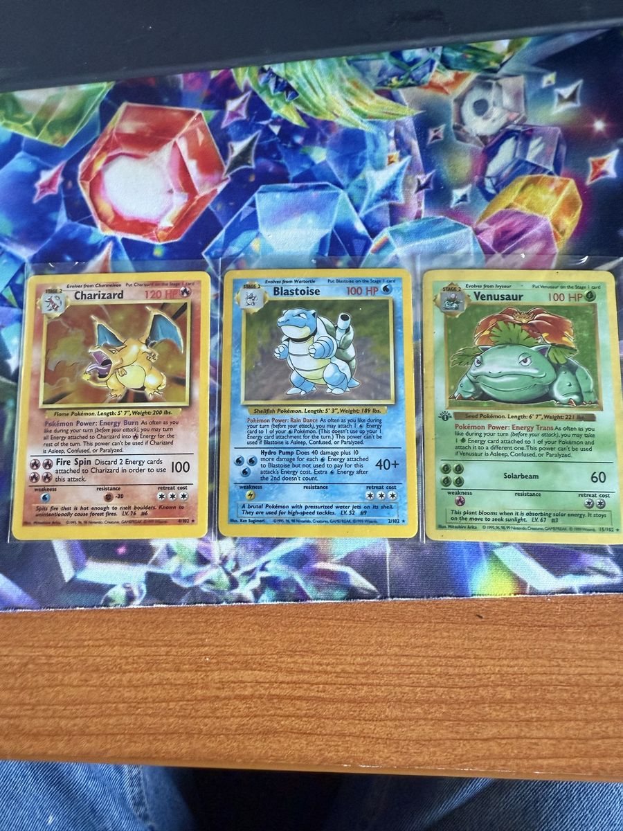 Base Set Charizard, Blastoise, Venusaur