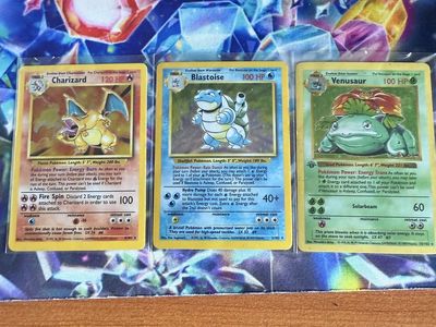 Base Set Charizard, Blastoise, Venusaur
